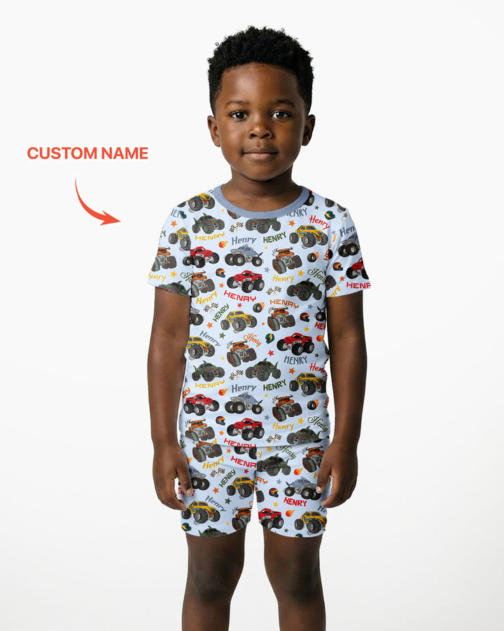 Zweiteiliges Pyjama-Set mit kurzen Ärmeln und Shorts im Sommer-Design