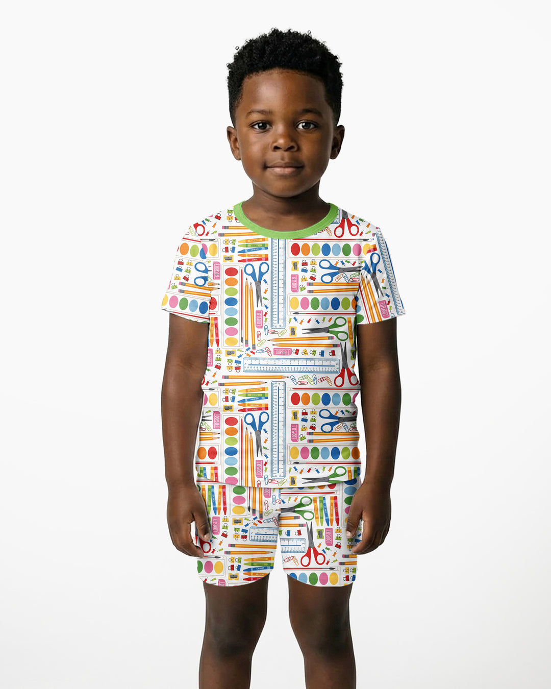 Template Zweiteiliges Pyjama-Set mit kurzen Ärmeln und Shorts