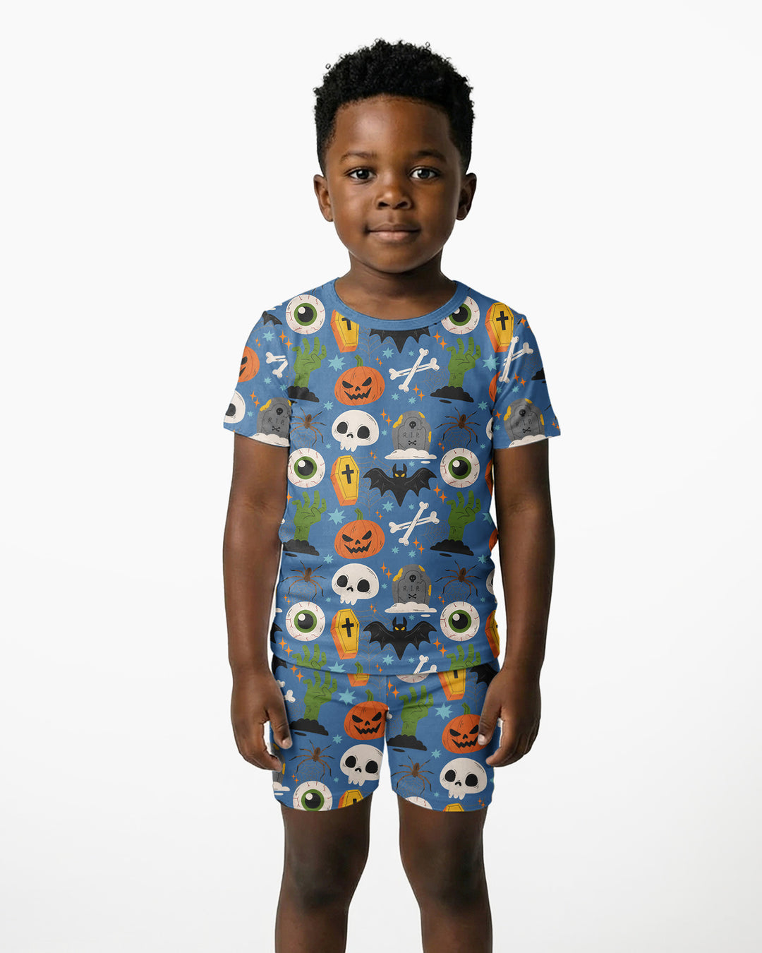 Little Monsters Bambus Zweiteiliger Schlafanzug mit kurzen Ärmeln und Shorts für Halloween