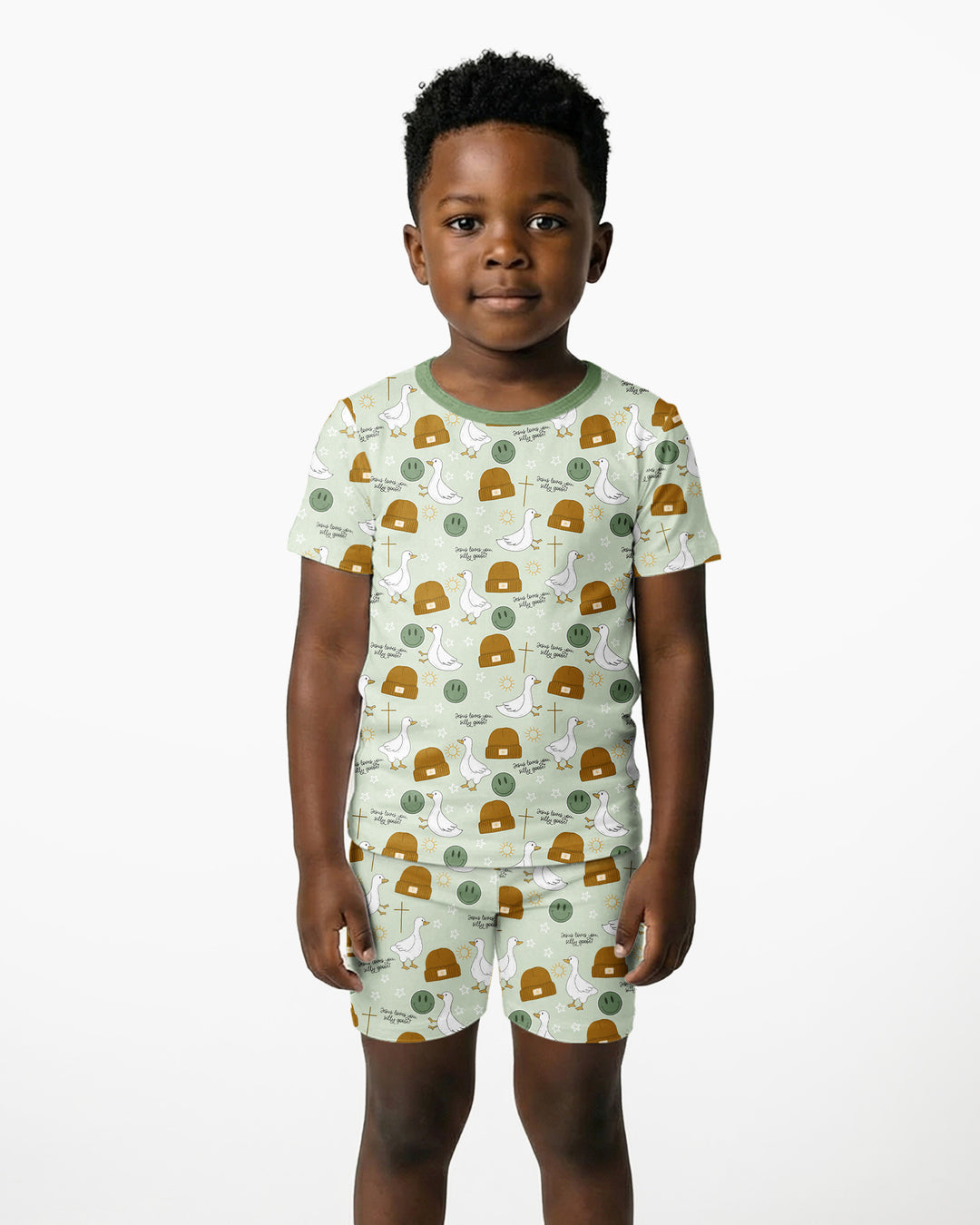 Jesus Loves You Silly Goose Bamboo Two Piece Short Sleeve Shorts Pajama Set