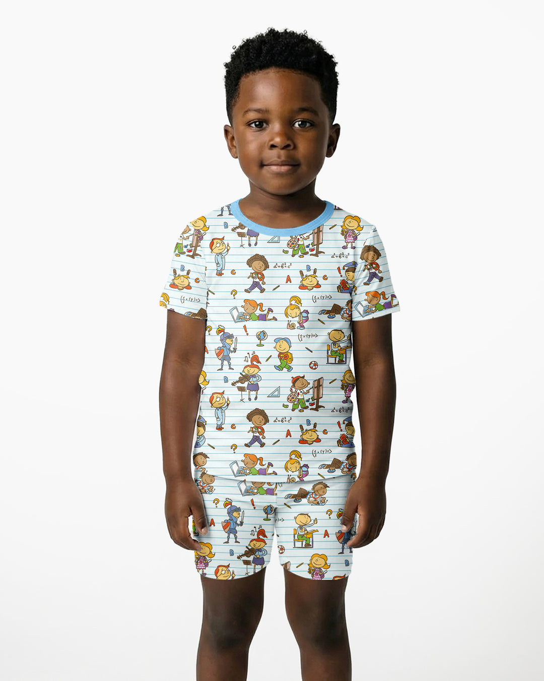 Template Zweiteiliges Pyjama-Set mit kurzen Ärmeln und Shorts