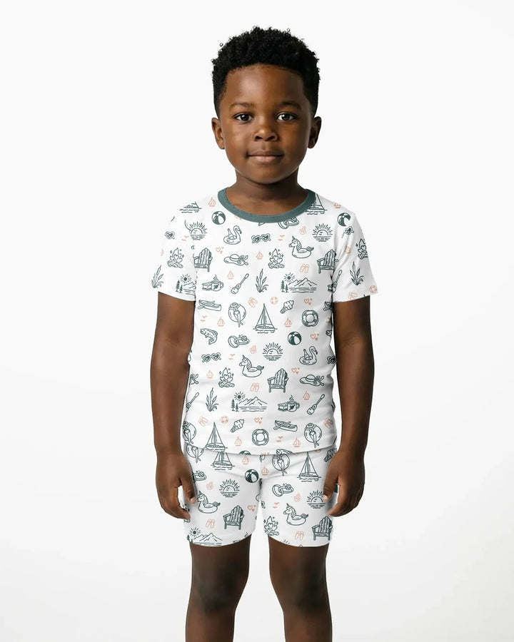Lake Vibe Bamboo Two Piece Short Sleeve Shorts Pajama Set