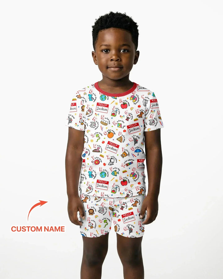 Zweiteiliges Pyjama-Set mit kurzen Ärmeln und Shorts im Sommer-Design