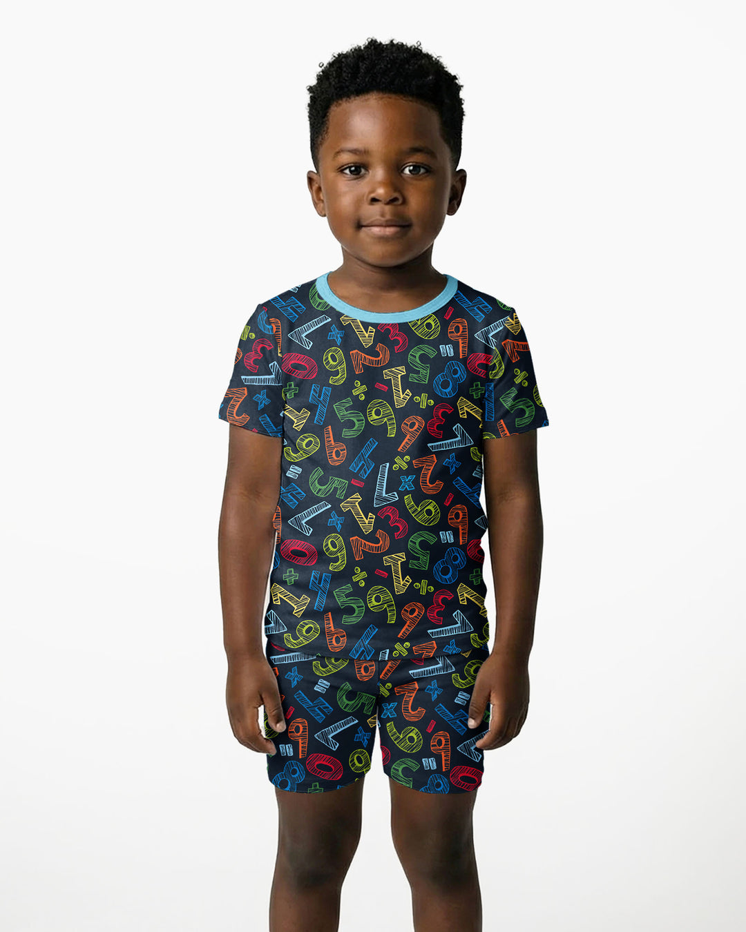 Template Zweiteiliges Pyjama-Set mit kurzen Ärmeln und Shorts