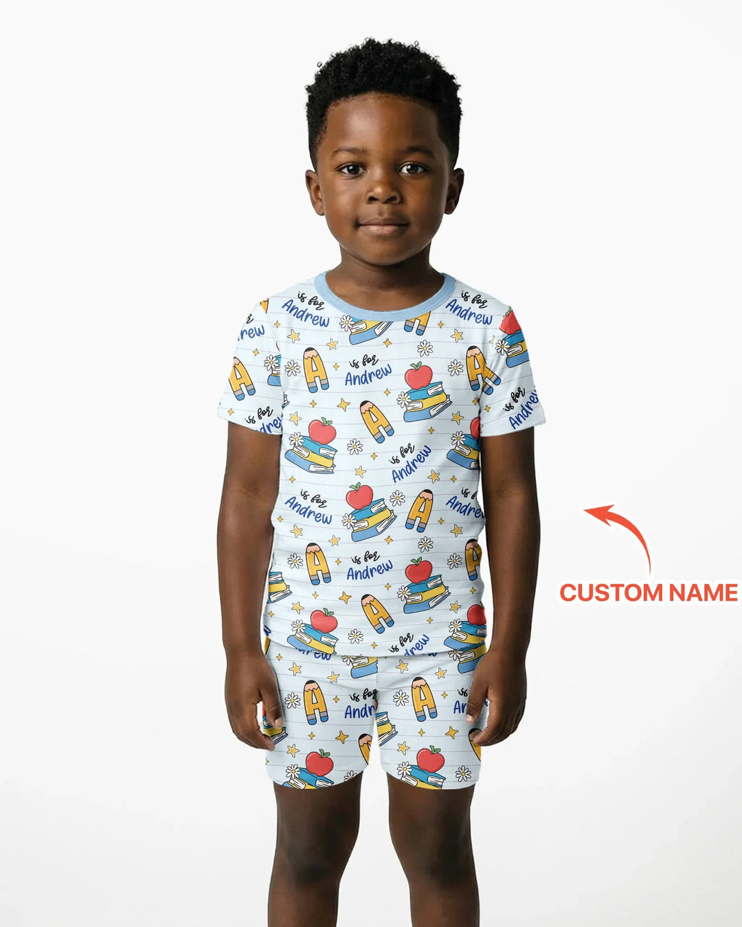 First Day of School Bamboo Two Piece Short Sleeve Shorts Pajama Set
