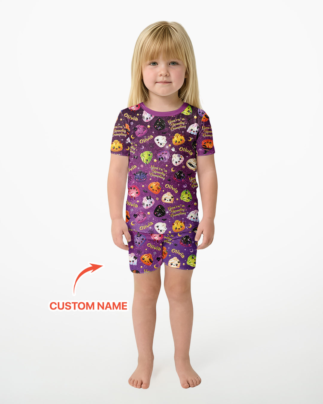 Custom Name You're A Spooky Dumpling Bamboo Two Piece Short Sleeve Shorts Pajama Set