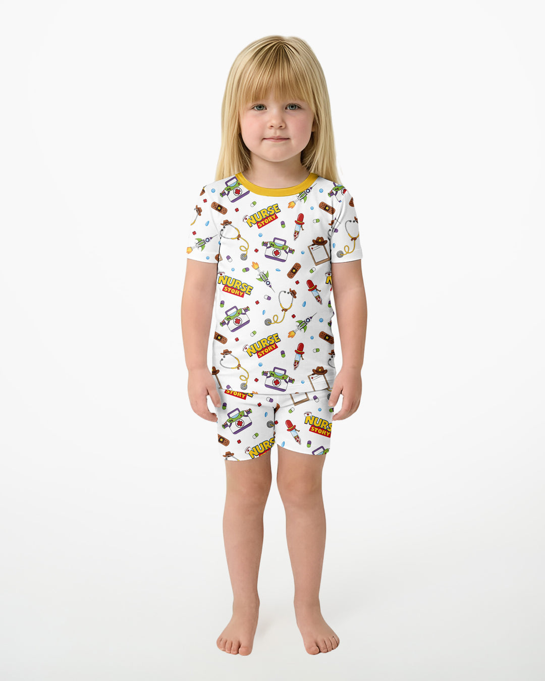 Template Zweiteiliges Pyjama-Set mit kurzen Ärmeln und Shorts