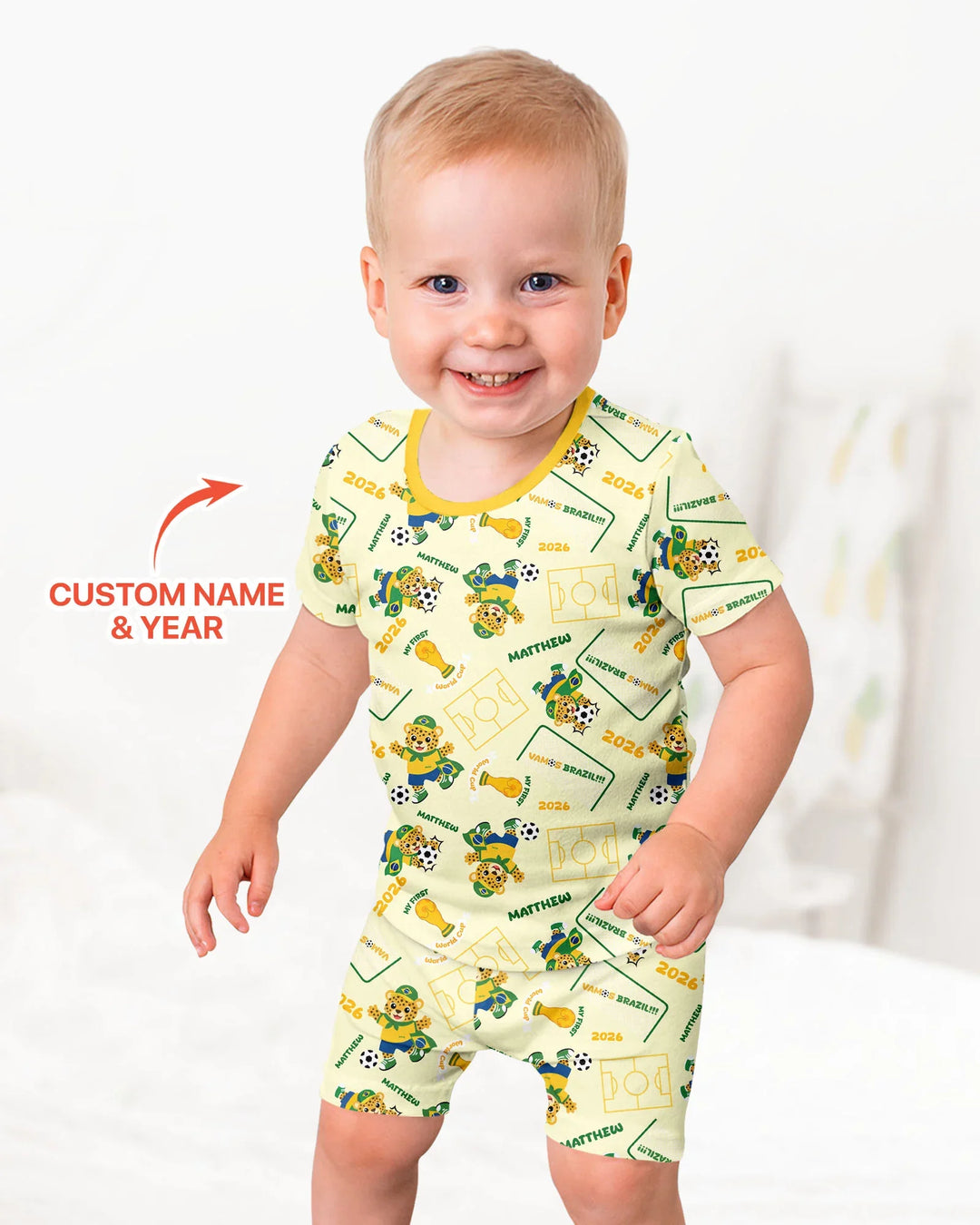 Zweiteiliges Pyjama-Set mit kurzen Ärmeln und Shorts im Sommer-Design