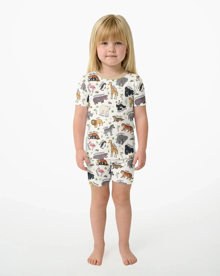 Schlafanzug-Set zweiteilig, kurze Ärmel, kurze Hose, Bambus