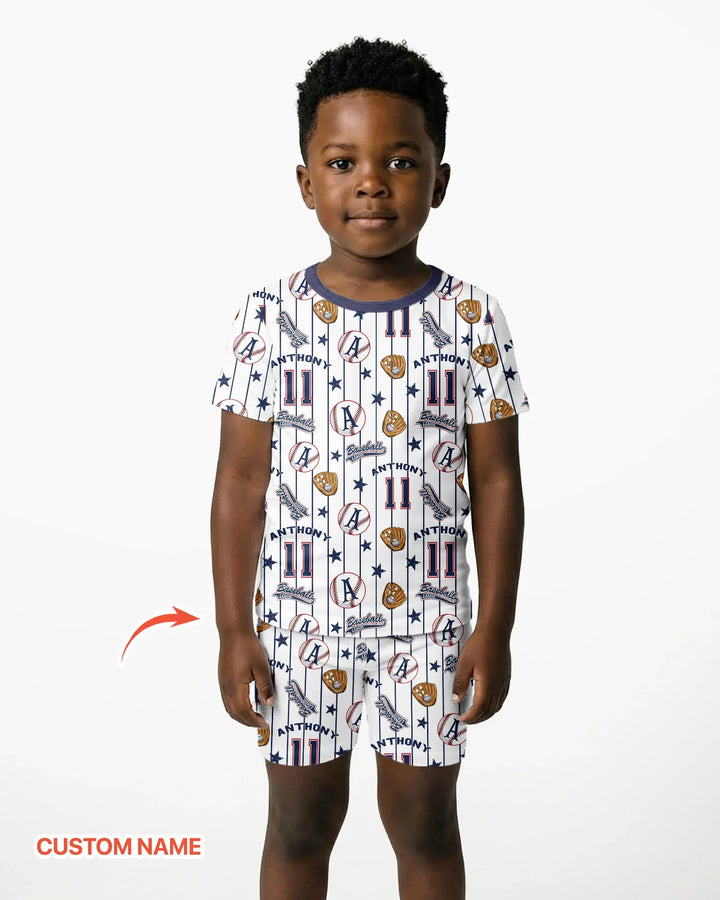 Zweiteiliges Pyjama-Set mit kurzen Ärmeln und Shorts im Sommer-Design
