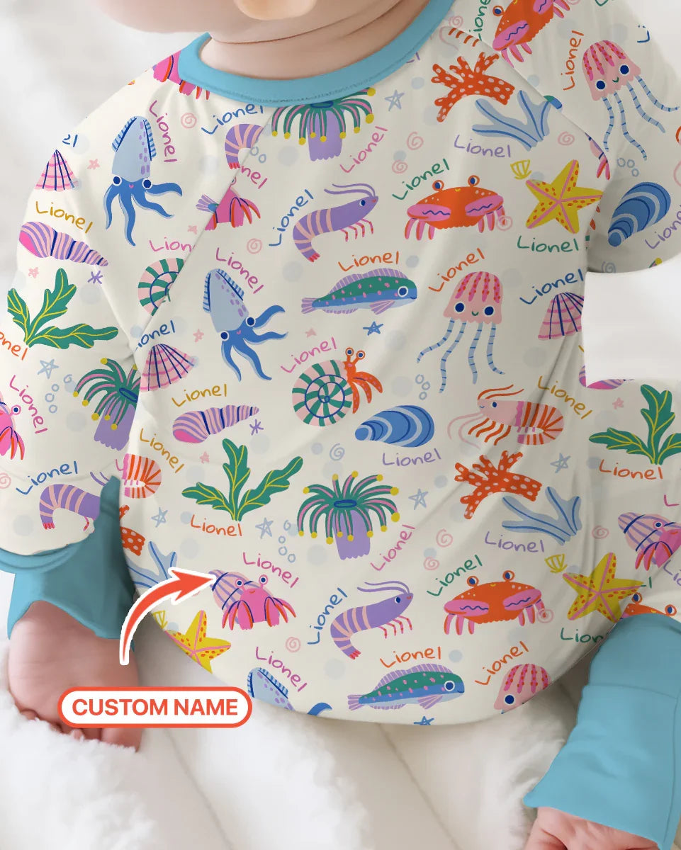 Tide Pool Pals Custom Name Bamboo Convertible Zippy