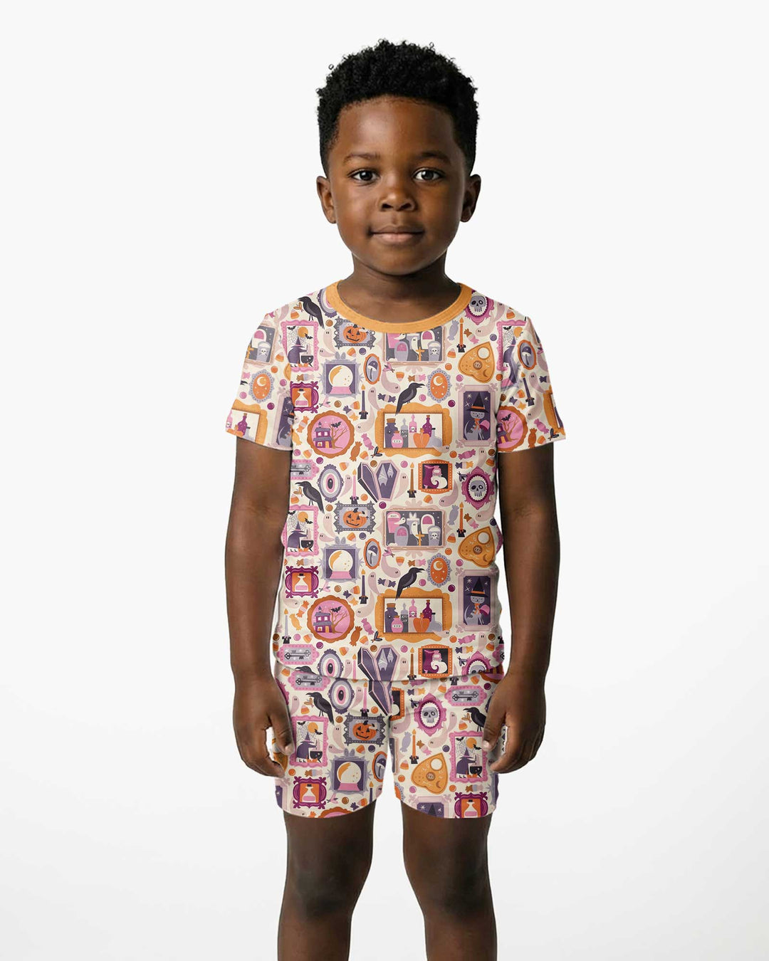 Spooky Portraits Bamboo Two Piece Short Sleeve Shorts Pajama Set