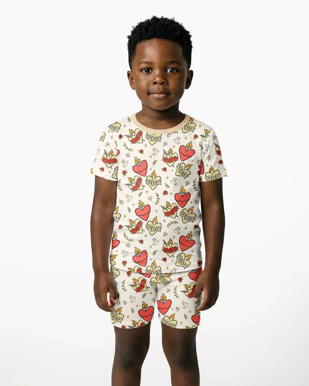Template Zweiteiliges Pyjama-Set mit kurzen Ärmeln und Shorts