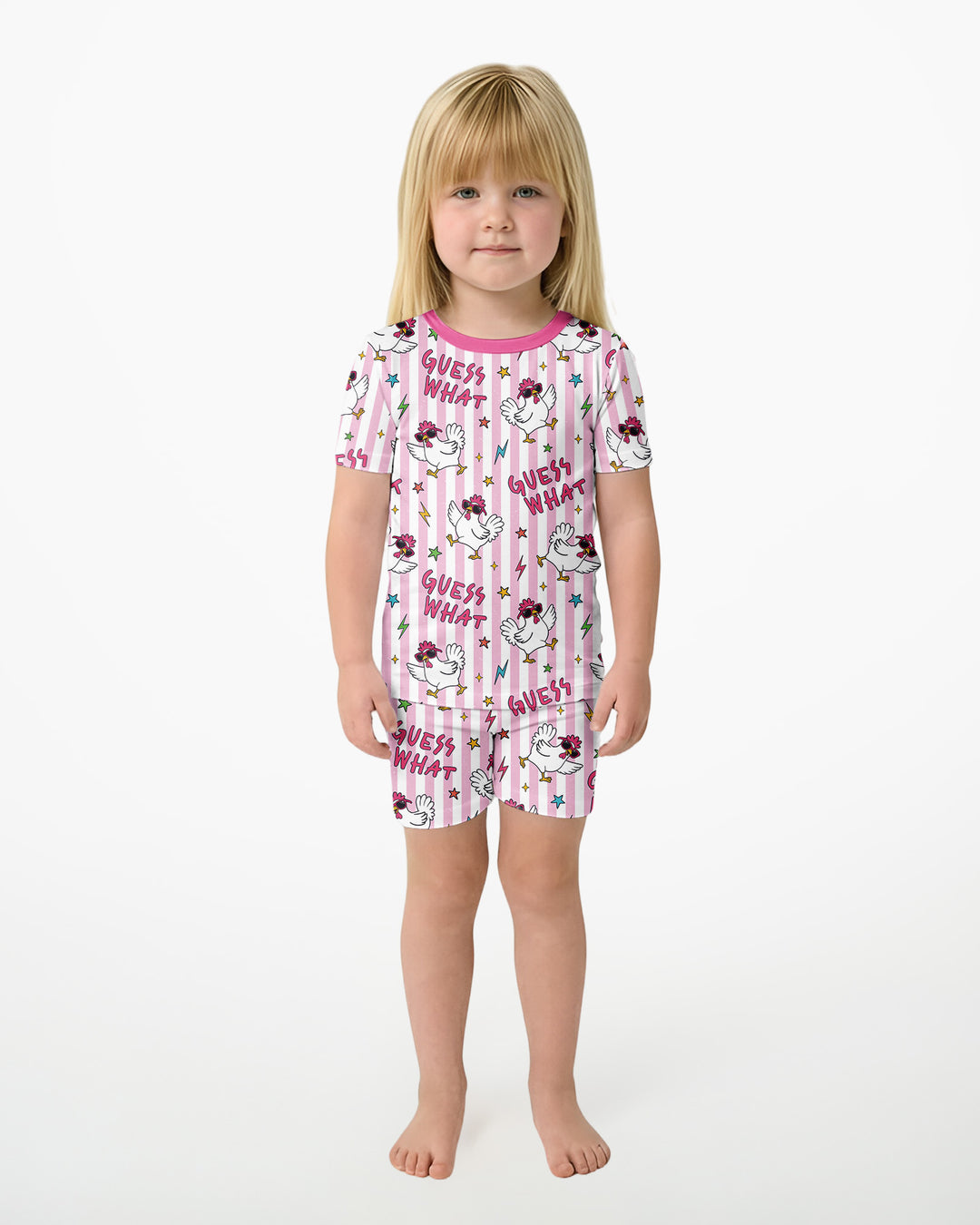 Guess What? Chicken Butt! Bamboo Two Piece Short Sleeve Shorts Pajama Set