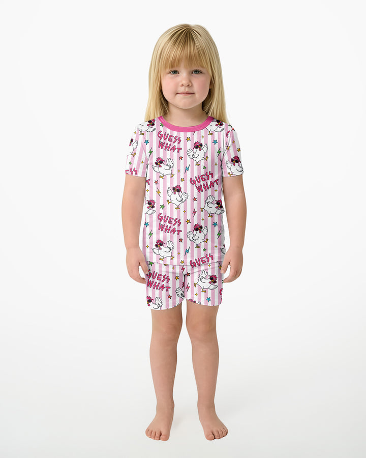 Guess What? Chicken Butt! Bamboo Two Piece Short Sleeve Shorts Pajama Set
