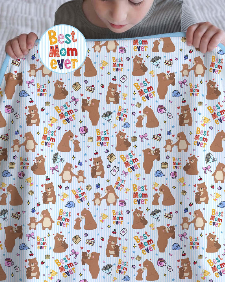 Best Mama Bear Ever Family Matching Bamboo Blanket