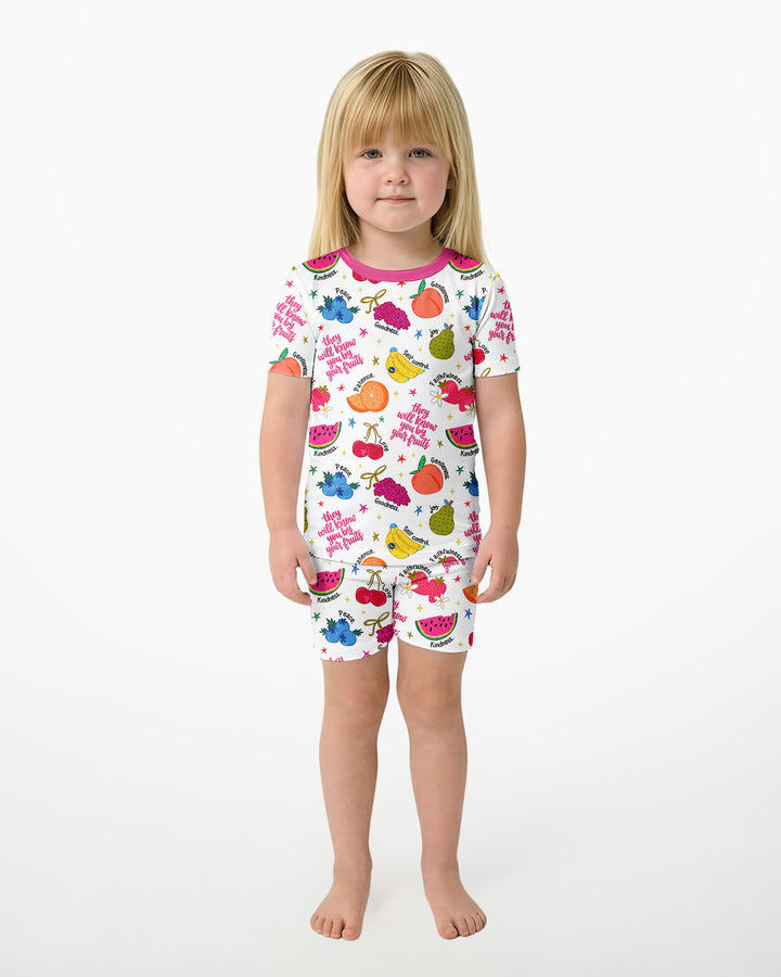They Will Know You By Your Fruits Bamboo Two Piece Short Sleeve Shorts Pajama Set