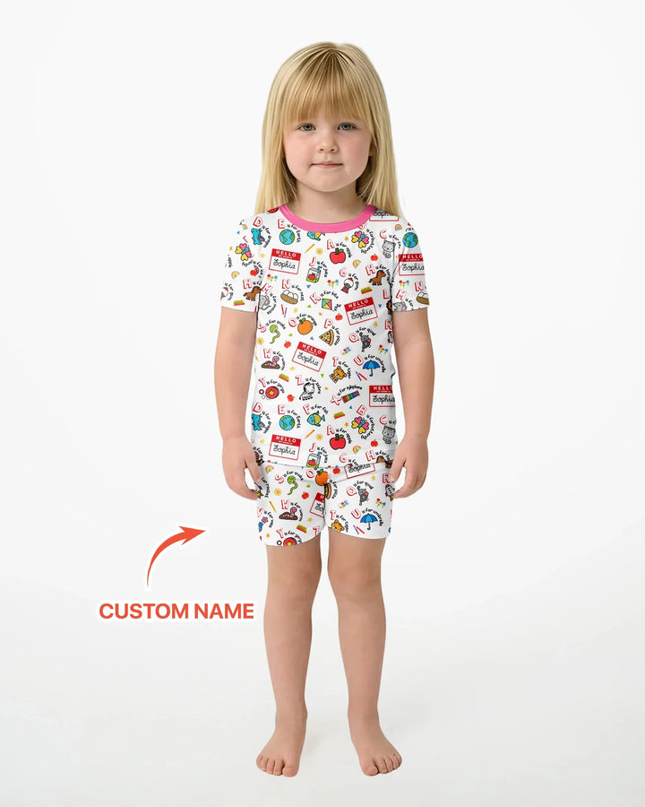 Zweiteiliges Pyjama-Set mit kurzen Ärmeln und Shorts im Sommer-Design