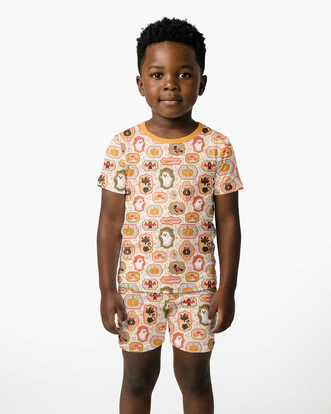 Cute Vintage Magical Cottage Style Halloween Bamboo Two Piece Short Sleeve Shorts Pajama Set