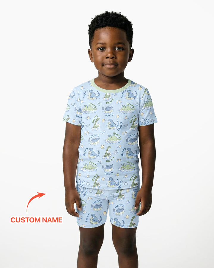 Zweiteiliges Pyjama-Set mit kurzen Ärmeln und Shorts im Sommer-Design