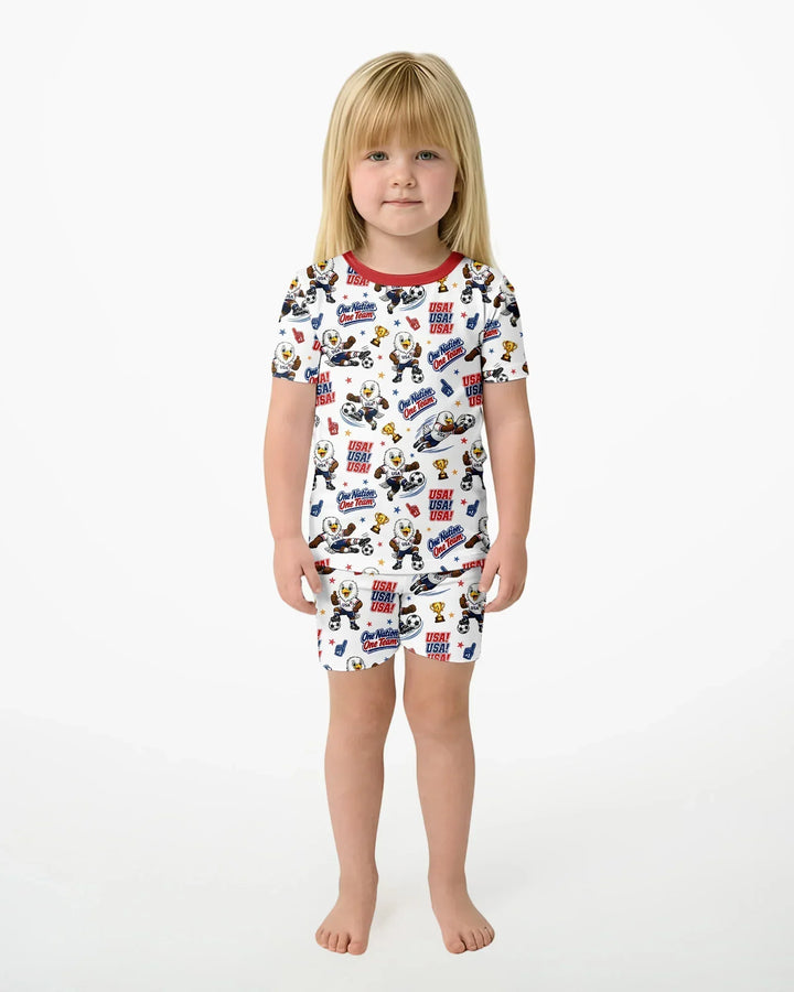 Schlafanzug-Set zweiteilig, kurze Ärmel, kurze Hose, Bambus