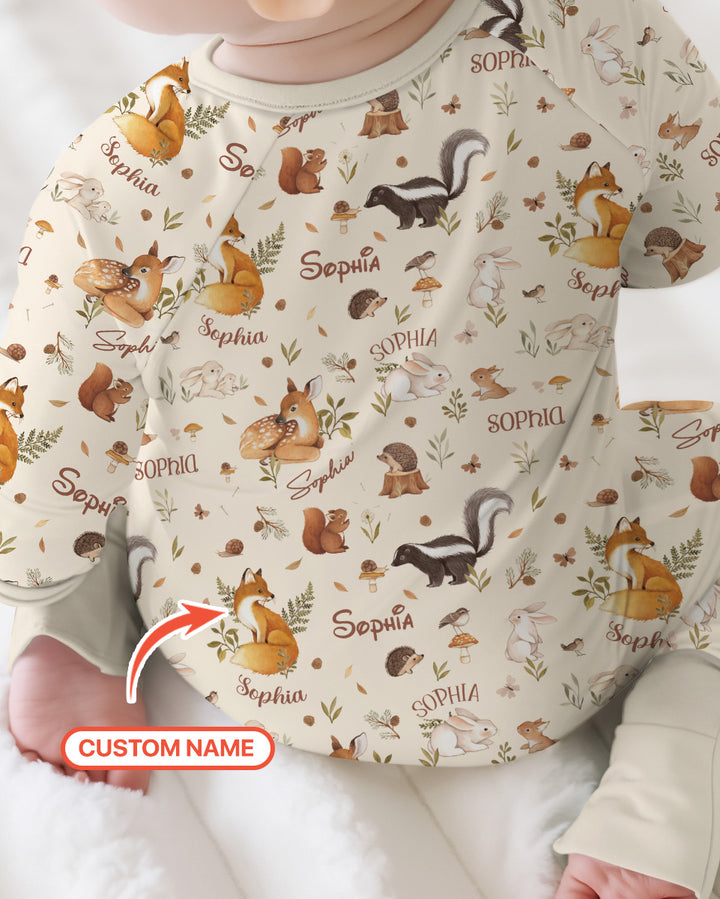 Custom Name Woodland Friends Bamboo Convertible Zippy