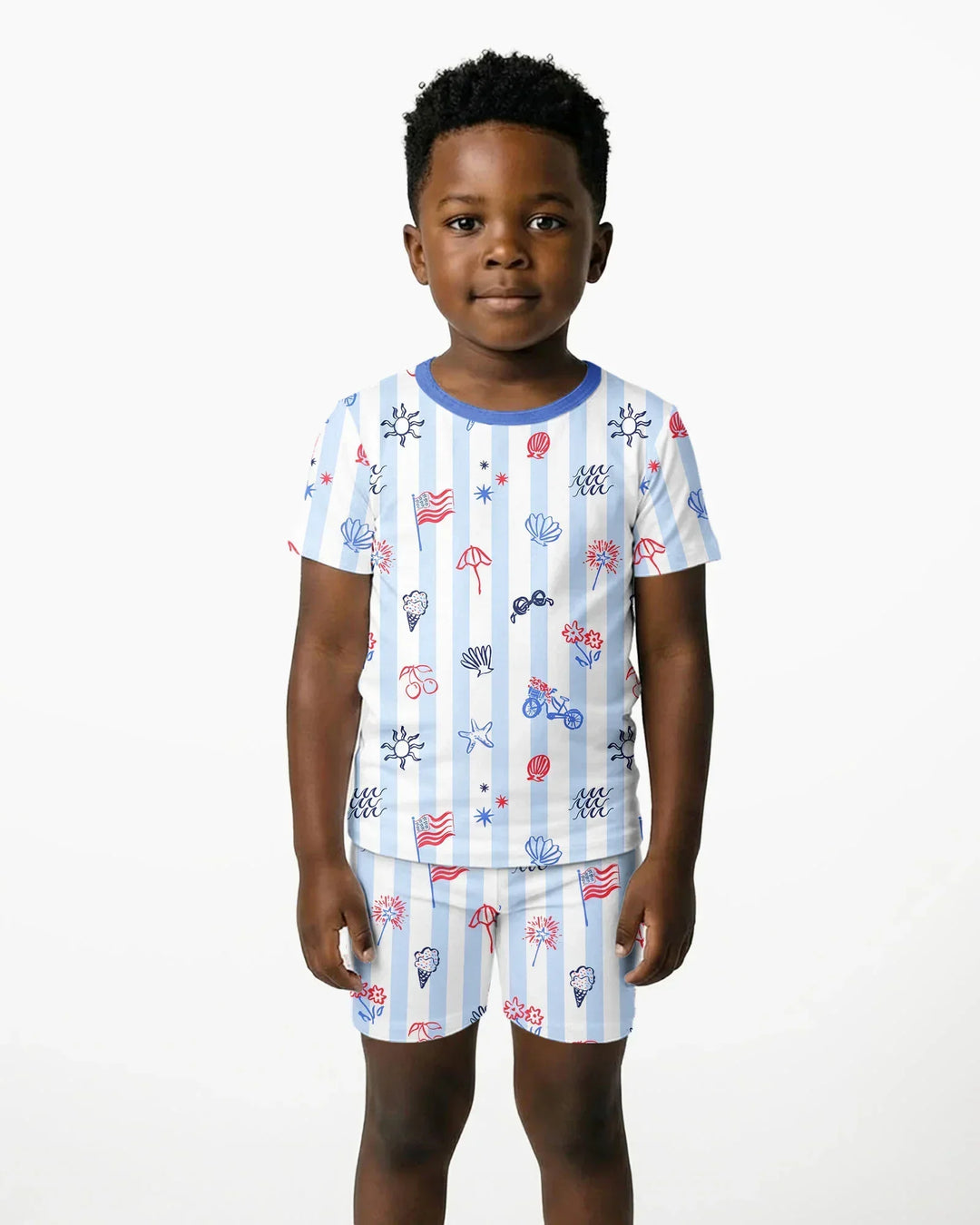 Template Zweiteiliges Pyjama-Set mit kurzen Ärmeln und Shorts