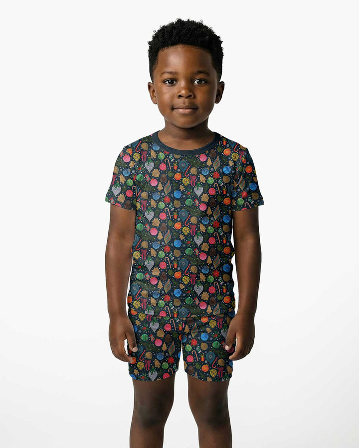 Holiday Ditsy Bamboo Two Piece Short Sleeve Shorts Pajama Set