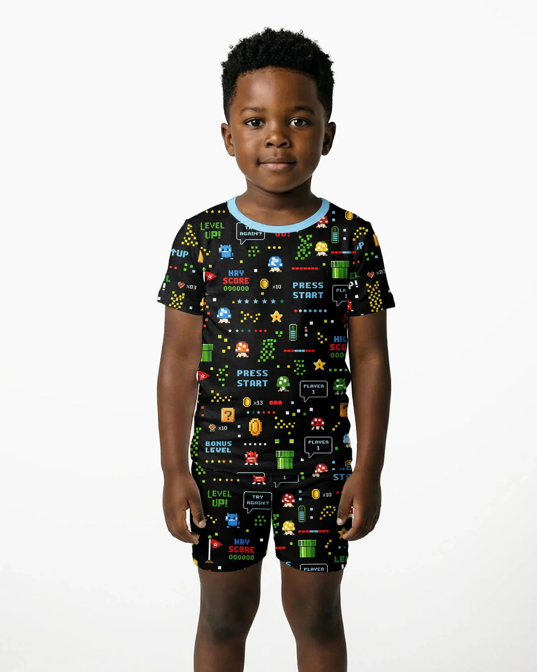 Template Zweiteiliges Pyjama-Set mit kurzen Ärmeln und Shorts