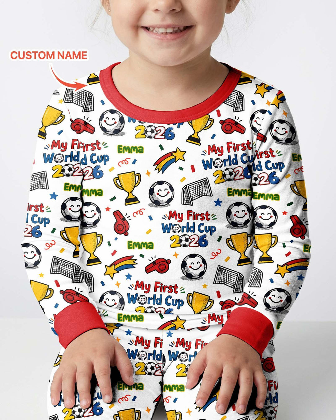 Custom Name My First Soccer Cup Bamboo Two Piece Long Sleeve Pajama Set