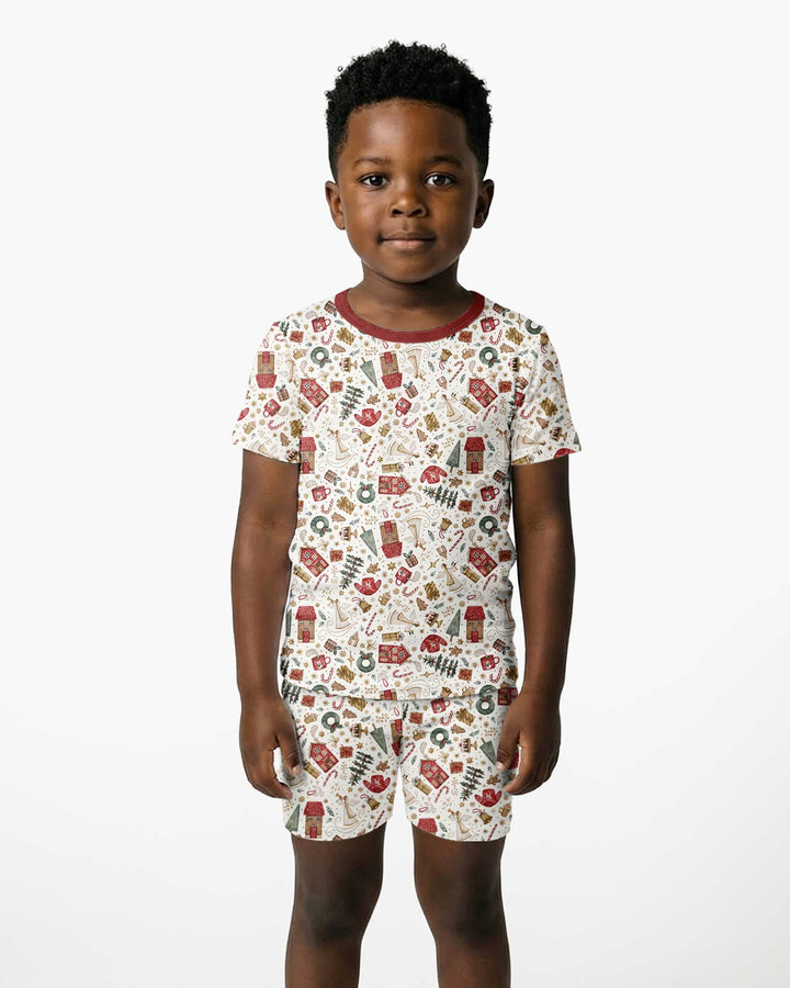 Magical Christmas Story Bamboo Two Piece Short Sleeve Shorts Pajama Set