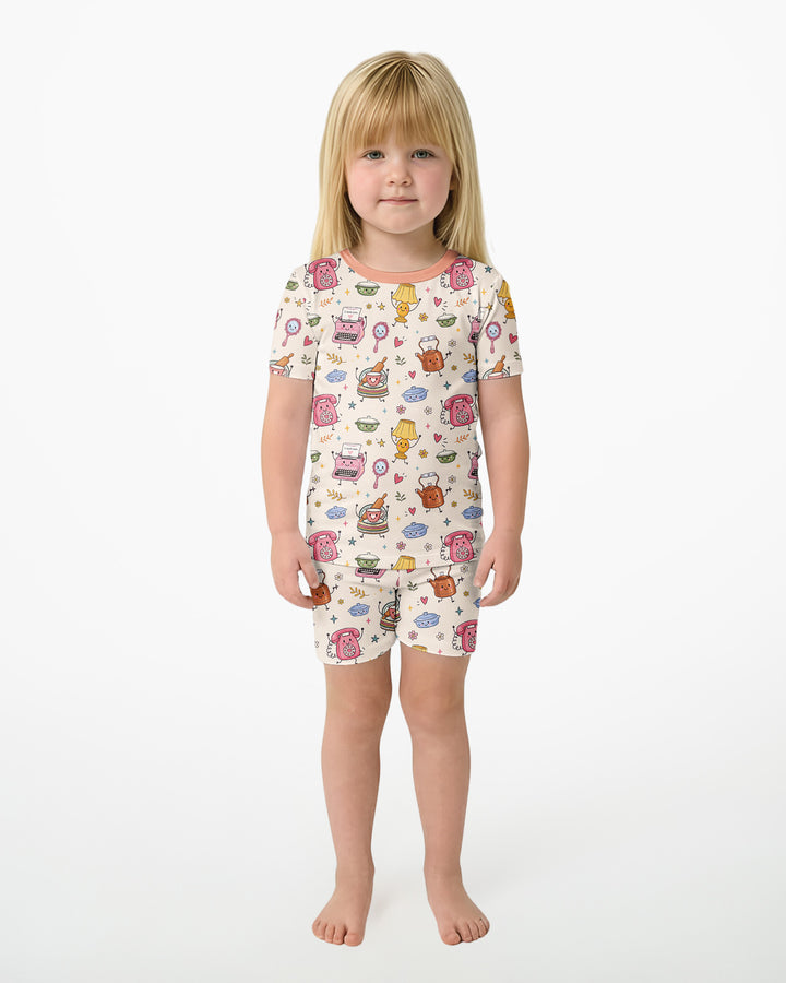 Schlafanzug-Set zweiteilig, kurze Ärmel, kurze Hose, Bambus