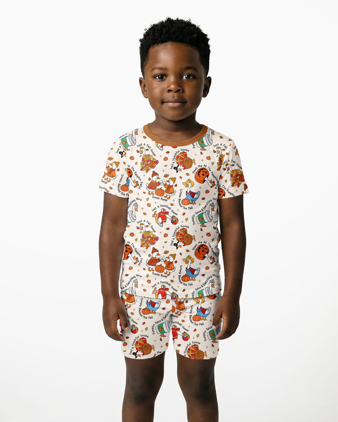 Just A Fall Goose Family Matching Bamboo Two Piece Short Sleeve Shorts Pajama Set