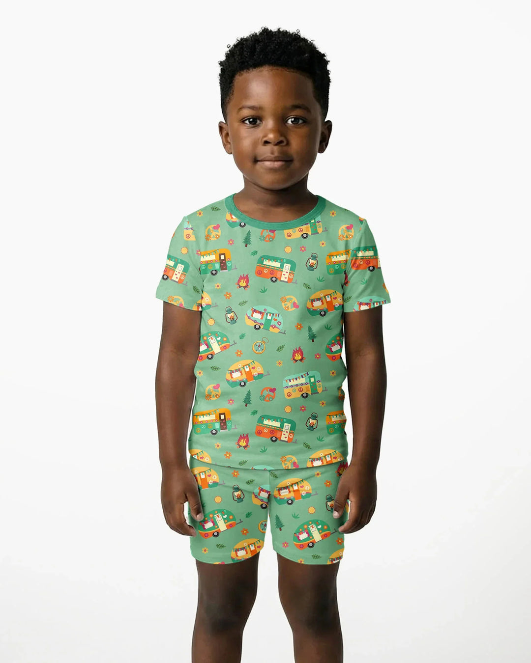 Zweiteiliges Pyjama-Set mit kurzen Ärmeln und Shorts im Sommer-Design