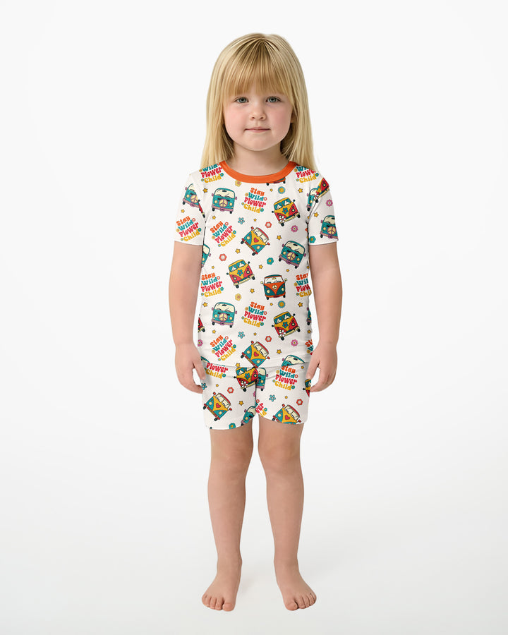 Schlafanzug-Set zweiteilig, kurze Ärmel, kurze Hose, Bambus
