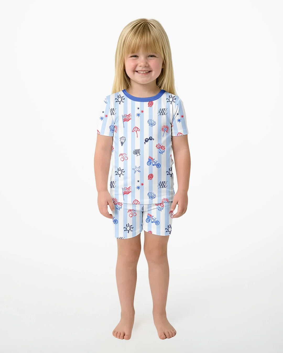 Template Zweiteiliges Pyjama-Set mit kurzen Ärmeln und Shorts