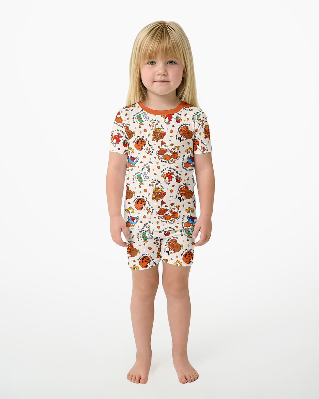 Just A Fall Goose Family Matching Bamboo Two Piece Short Sleeve Shorts Pajama Set
