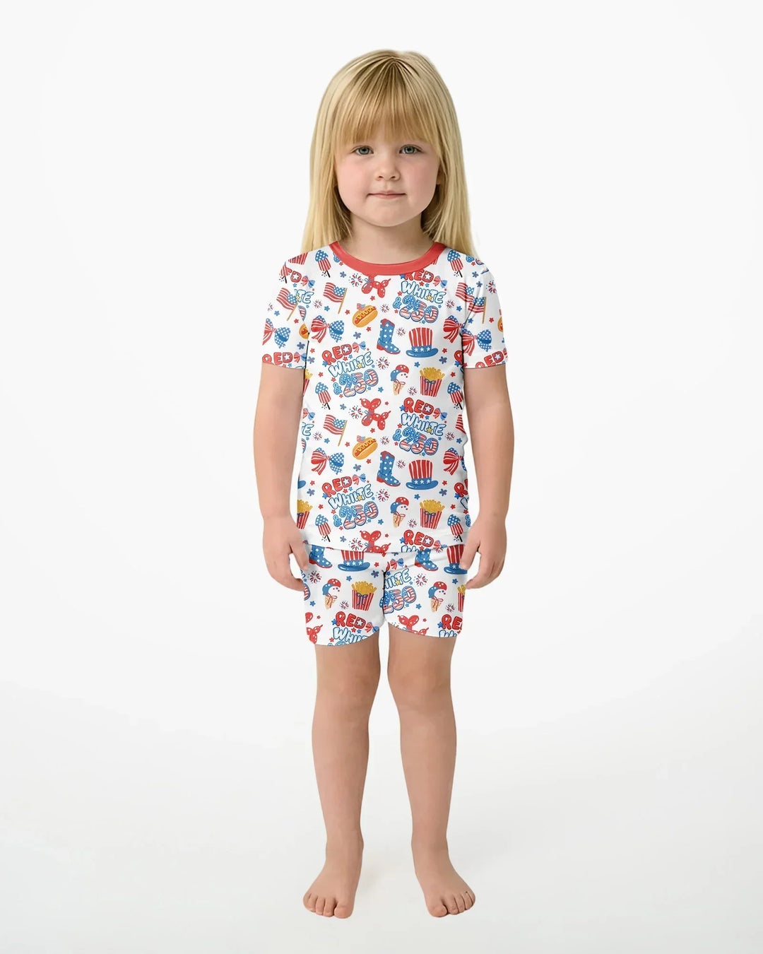 Template Zweiteiliges Pyjama-Set mit kurzen Ärmeln und Shorts