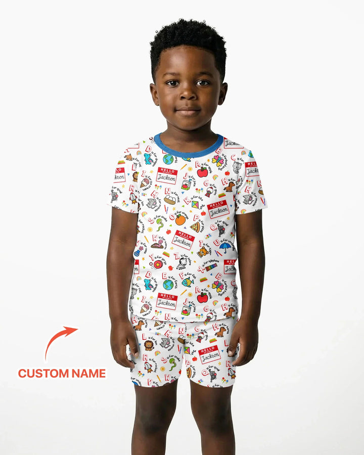 Zweiteiliges Pyjama-Set mit kurzen Ärmeln und Shorts im Sommer-Design