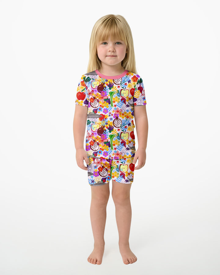 Schlafanzug-Set zweiteilig, kurze Ärmel, kurze Hose, Bambus
