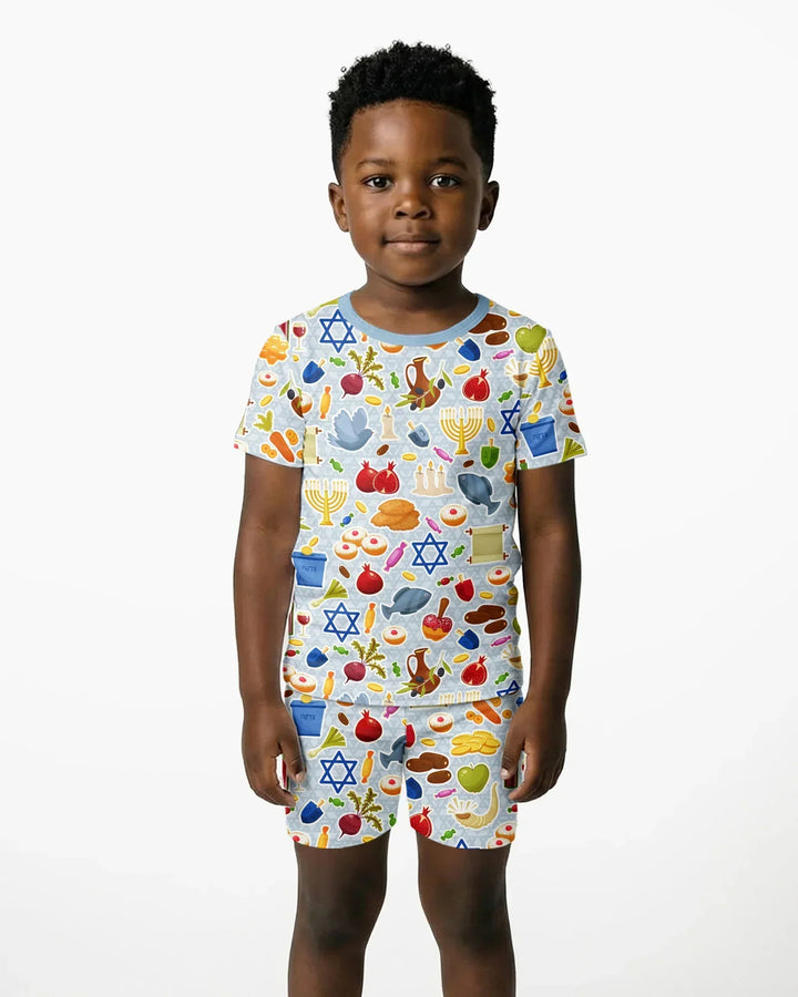 Template Zweiteiliges Pyjama-Set mit kurzen Ärmeln und Shorts