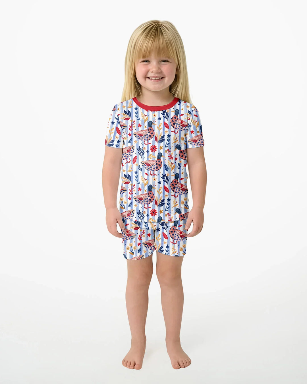 Template Zweiteiliges Pyjama-Set mit kurzen Ärmeln und Shorts