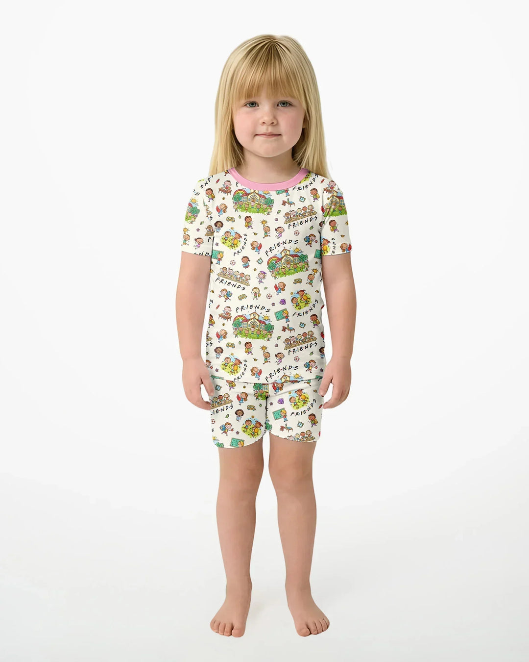 Schlafanzug-Set zweiteilig, kurze Ärmel, kurze Hose, Bambus