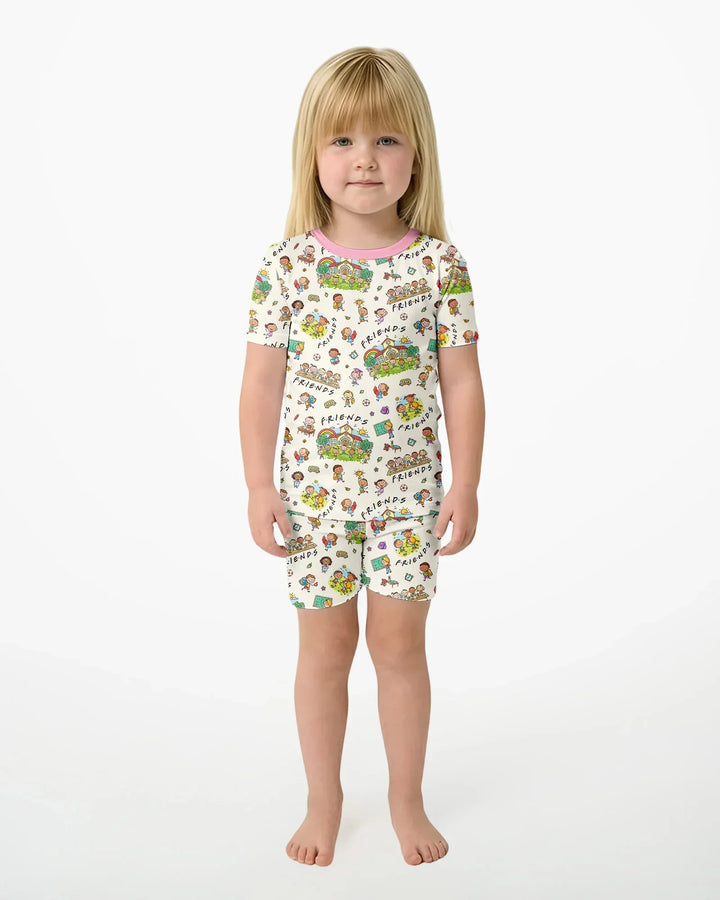 Schlafanzug-Set zweiteilig, kurze Ärmel, kurze Hose, Bambus
