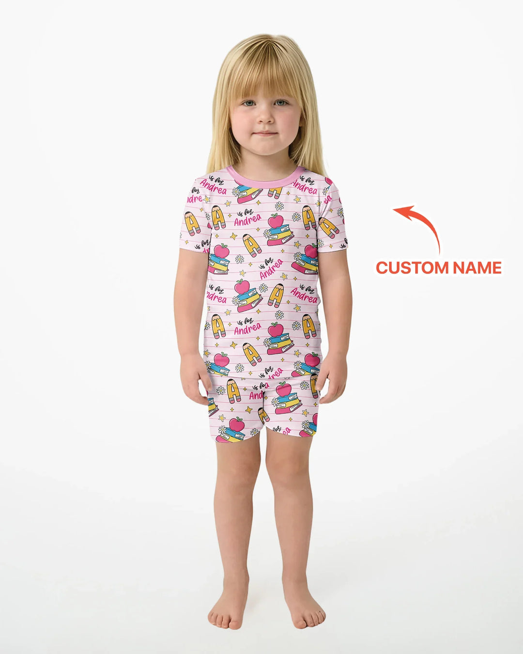 First Day of School Bamboo Two Piece Short Sleeve Shorts Pajama Set