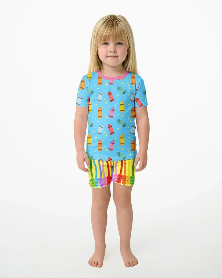 Schlafanzug-Set zweiteilig, kurze Ärmel, kurze Hose, Bambus