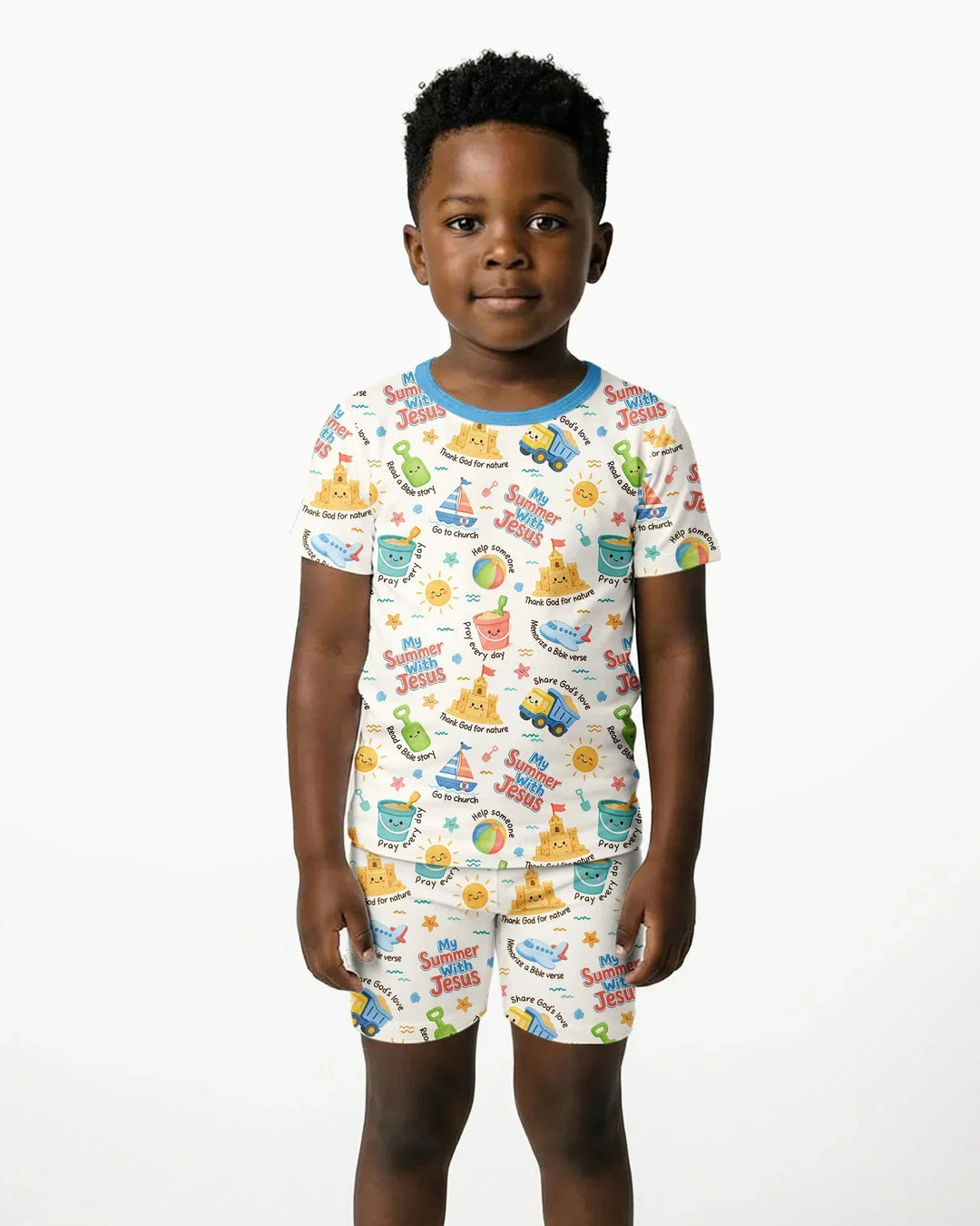 Template Zweiteiliges Pyjama-Set mit kurzen Ärmeln und Shorts