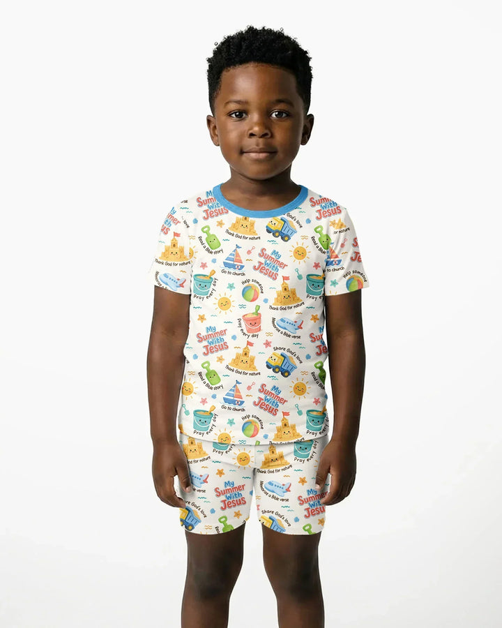 Template Zweiteiliges Pyjama-Set mit kurzen Ärmeln und Shorts