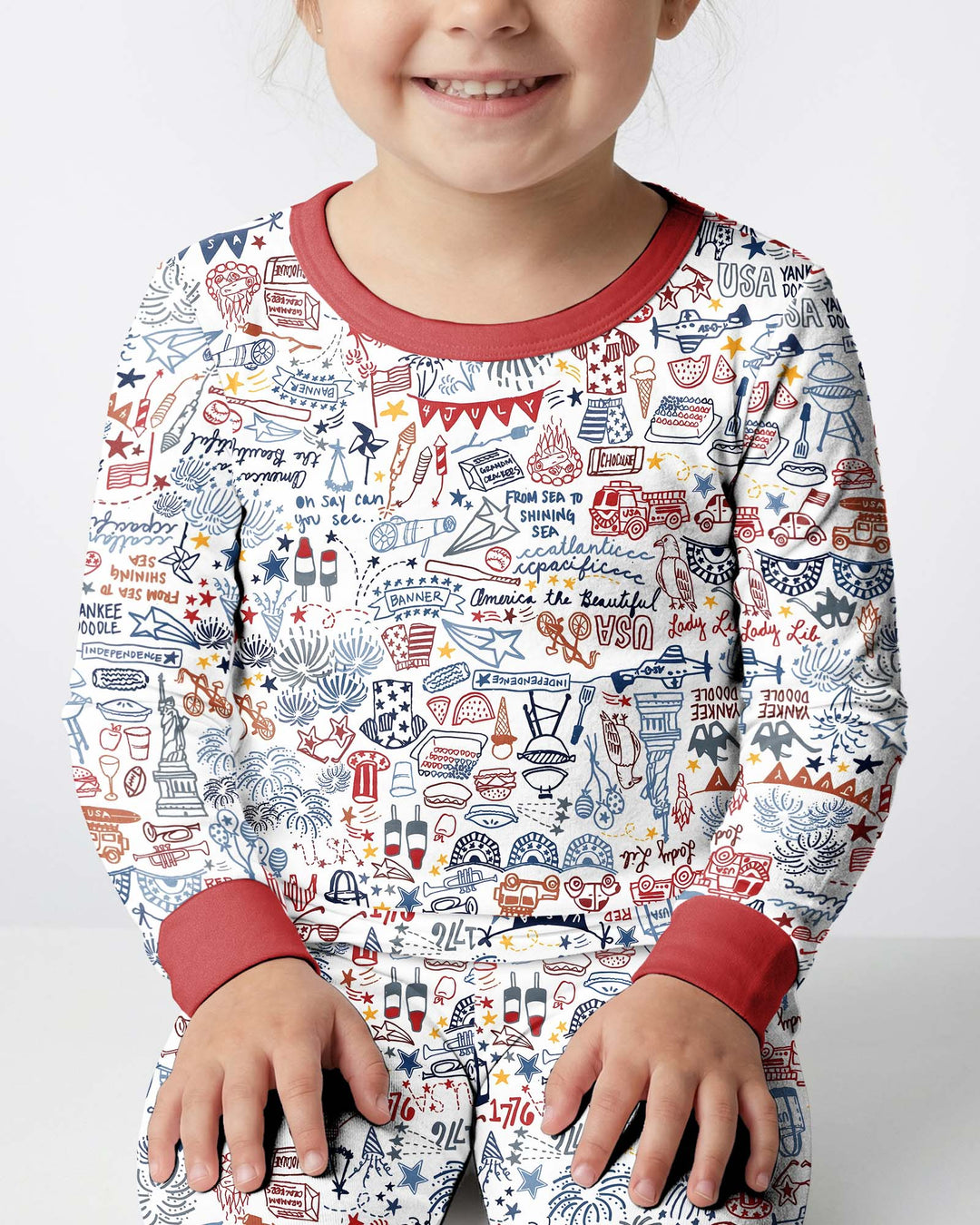 Zweiteiliges Langarm-Pyjama-Set mit Sommerfrüchten