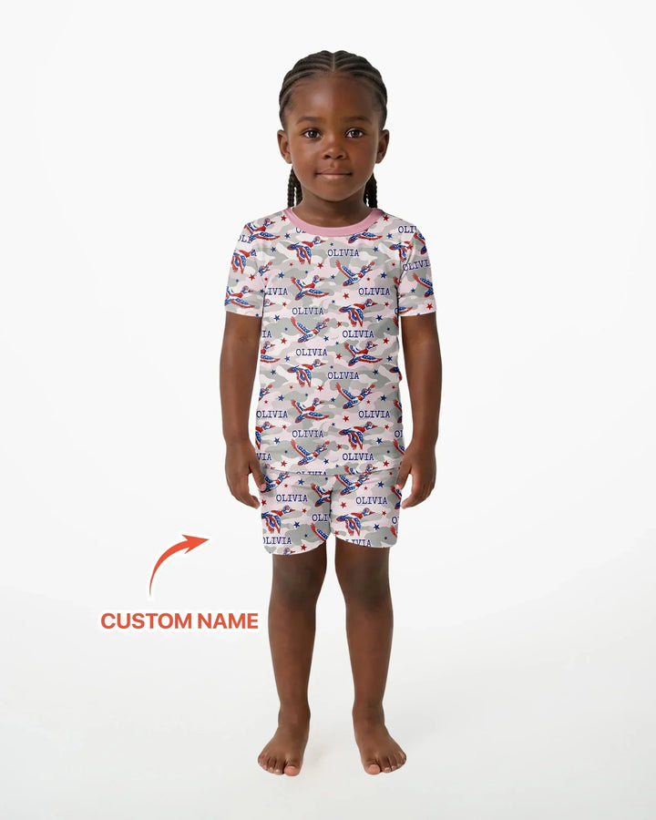 Zweiteiliges Pyjama-Set mit kurzen Ärmeln und Shorts im Sommer-Design